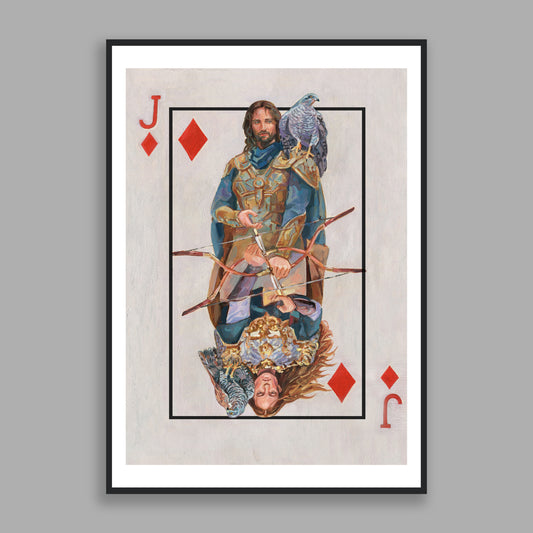 Karo Bube, Spielkarte, Handgemaltes Originalbild mit Öl