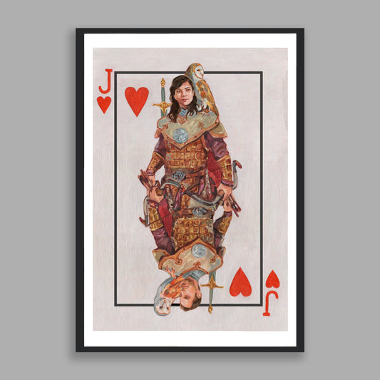 Herz Bube, Spielkarte, Handgemaltes Originalbild mit Öl