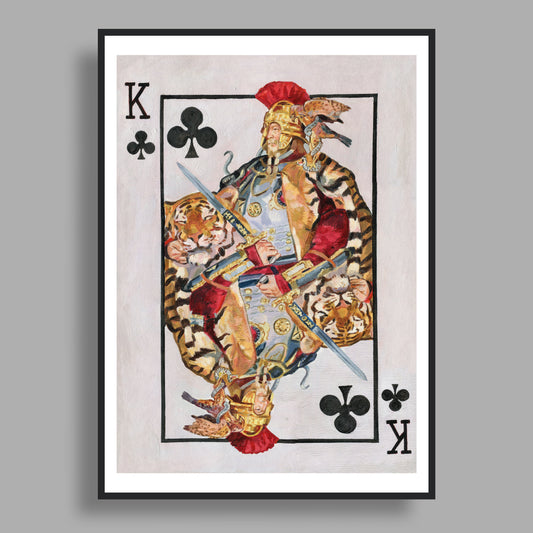 Kreuz König, Spielkarte, Handgemaltes Originalbild mit Öl