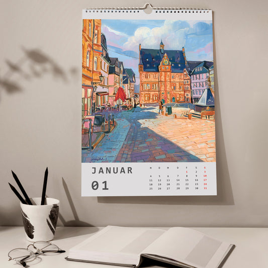 2027 Wandkalender, Kunst-Wandkalender, Landschaft, Marburg