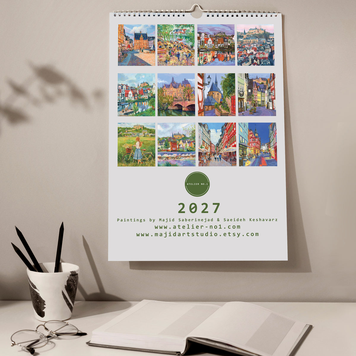2027 Wandkalender, Kunst-Wandkalender, Landschaft, Marburg