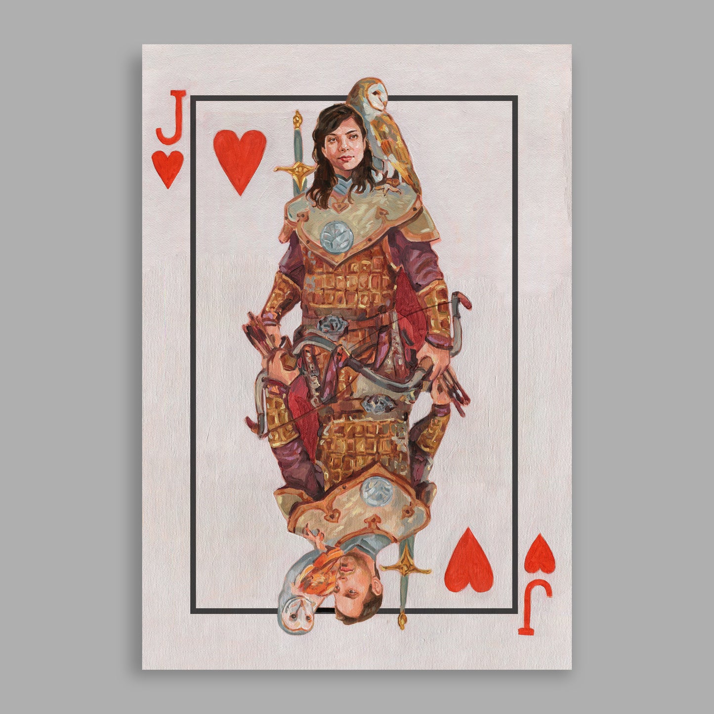 Herz Bube, Spielkarte, Handgemaltes Originalbild mit Öl