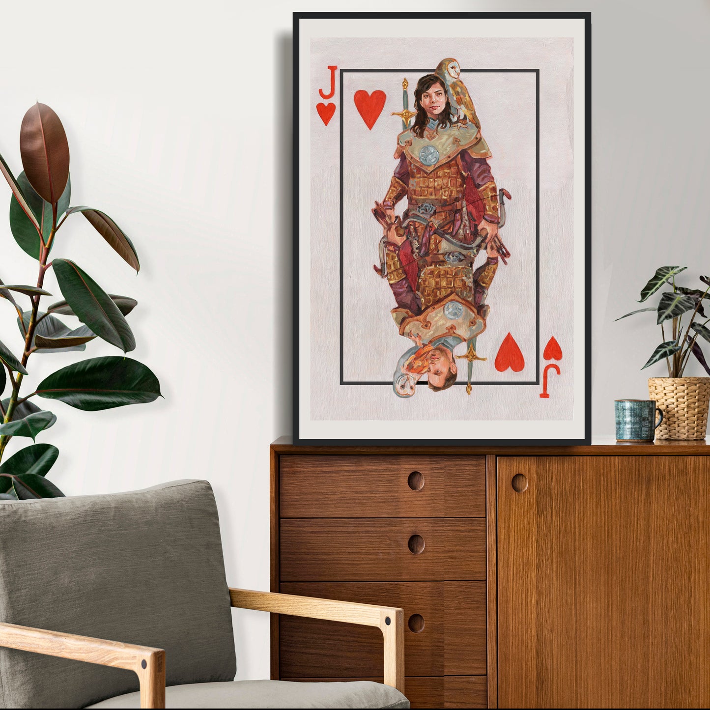 Herz Bube, Spielkarte, Handgemaltes Originalbild mit Öl