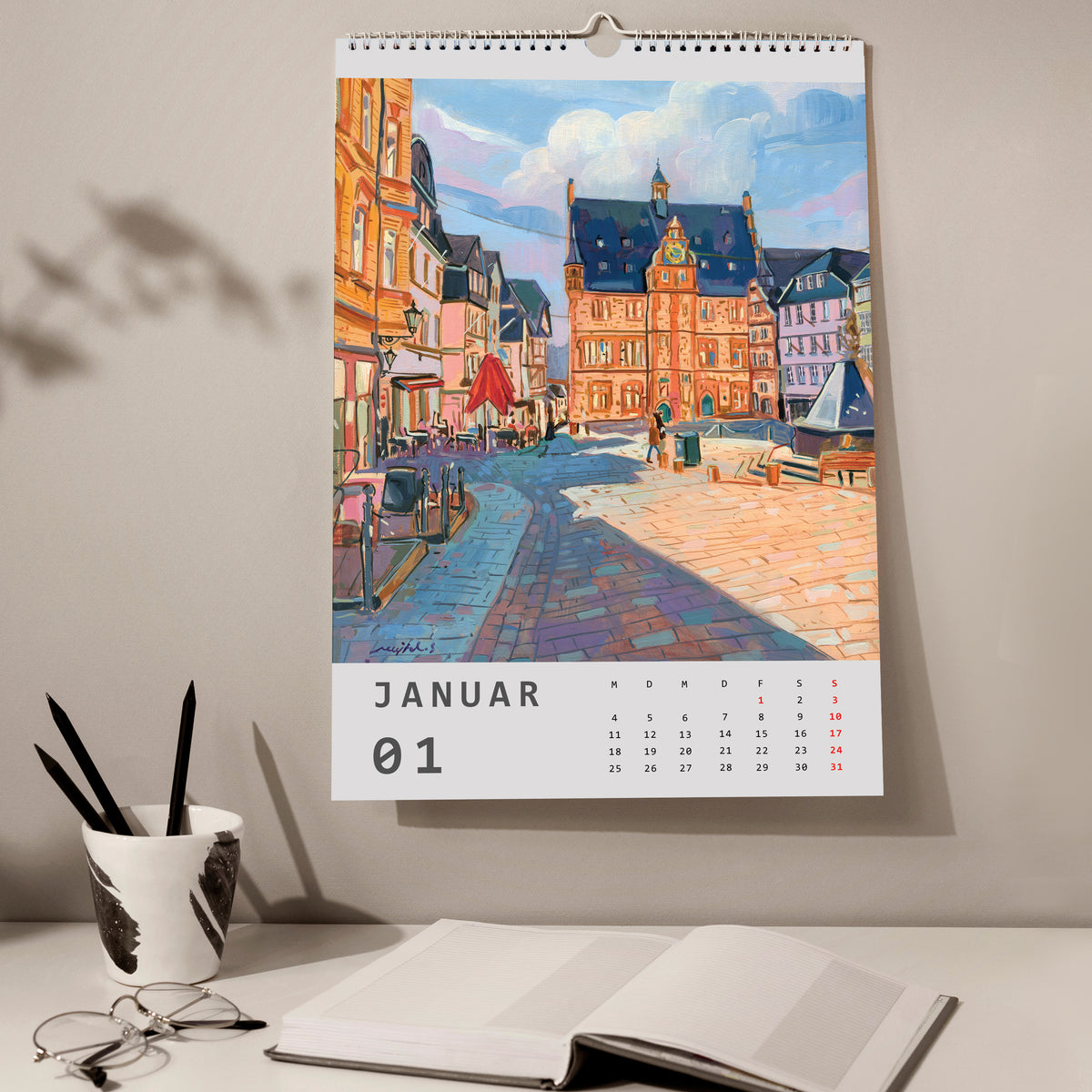 2027 Wandkalender, Kunst-Wandkalender, Landschaft, Marburg