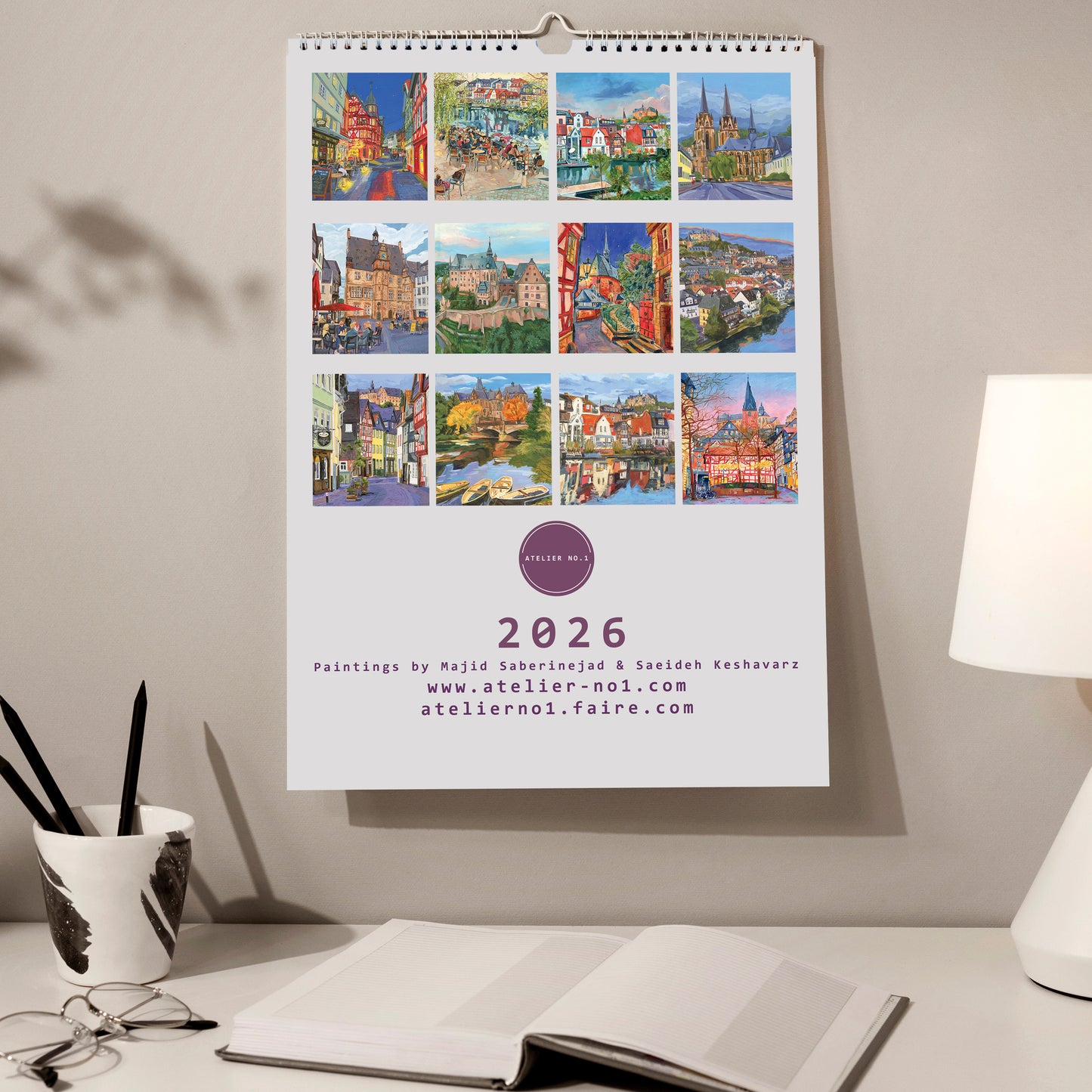 2026 Wandkalender, Kunst-Wandkalender, Landschaft, Marburg