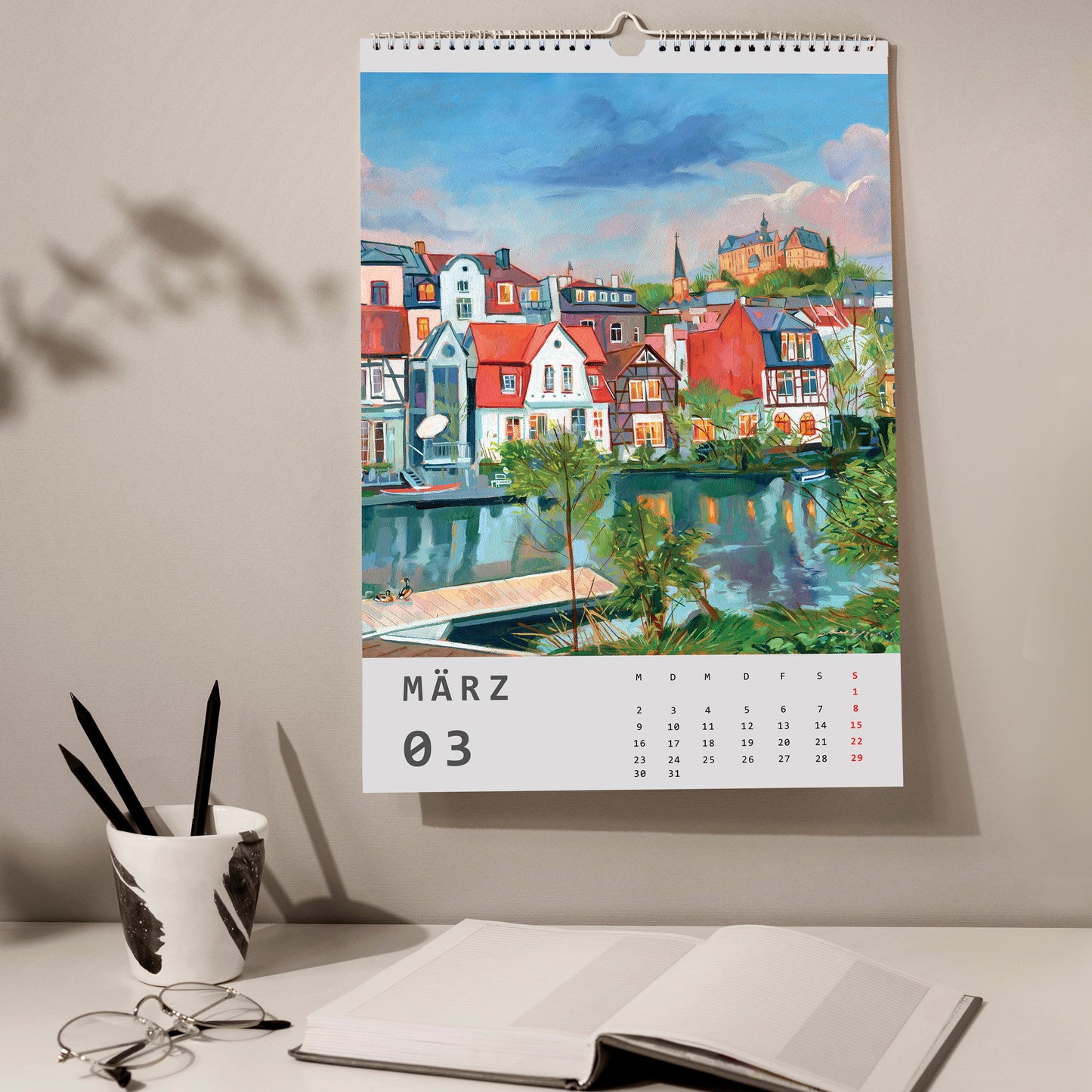 2026 Wandkalender, Kunst-Wandkalender, Landschaft, Marburg