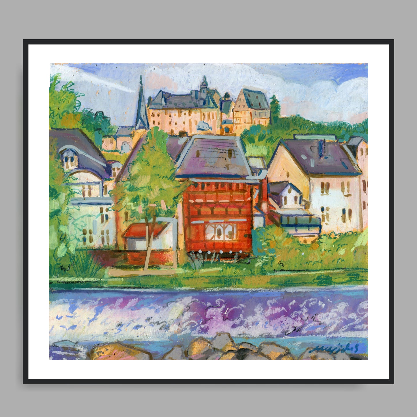 Original Landschaft mit Öl pastel