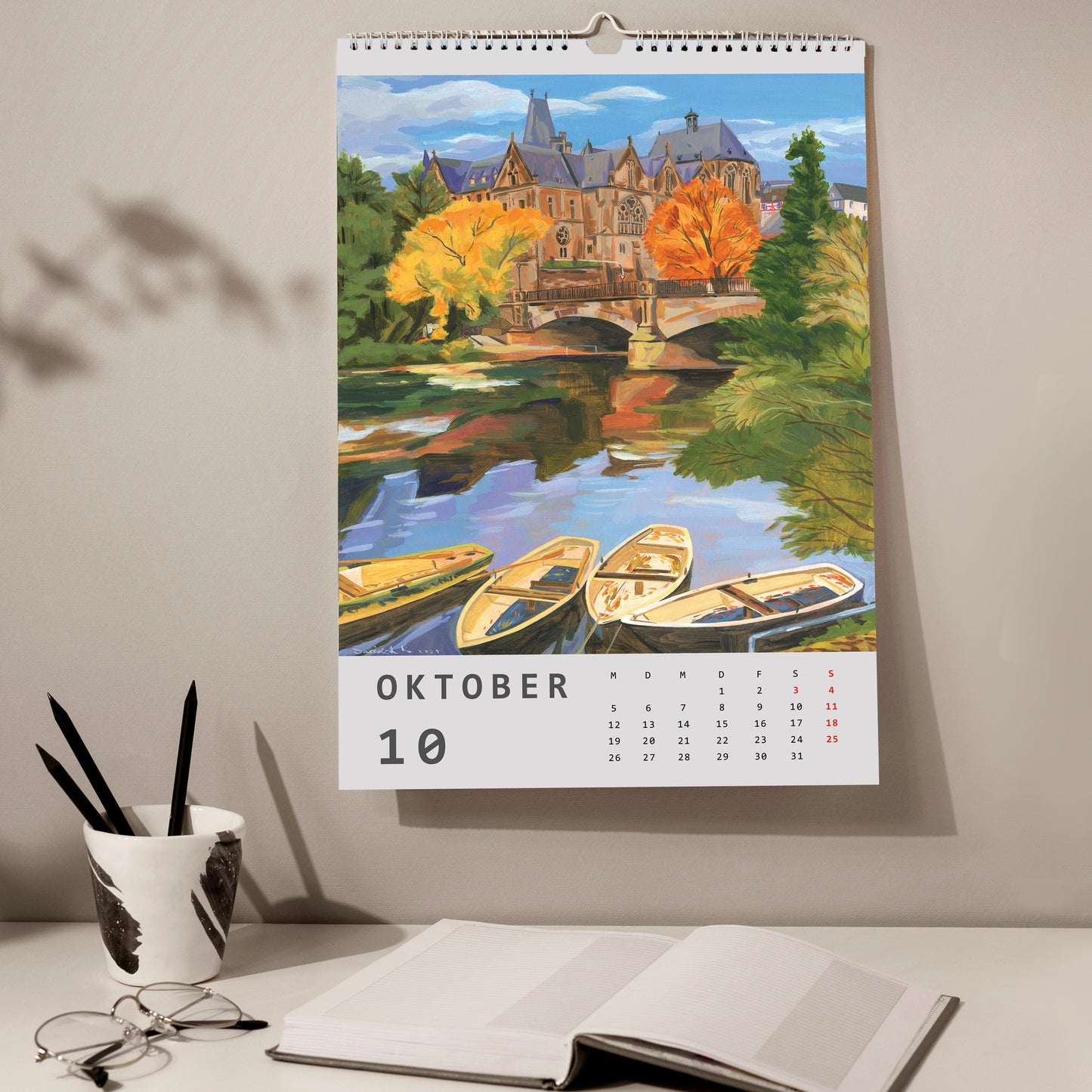 2026 Wandkalender, Kunst-Wandkalender, Landschaft, Marburg
